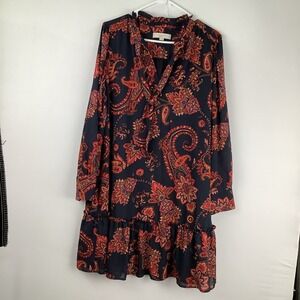 LOFT Paisley Long Sleeve Dress womens size XL